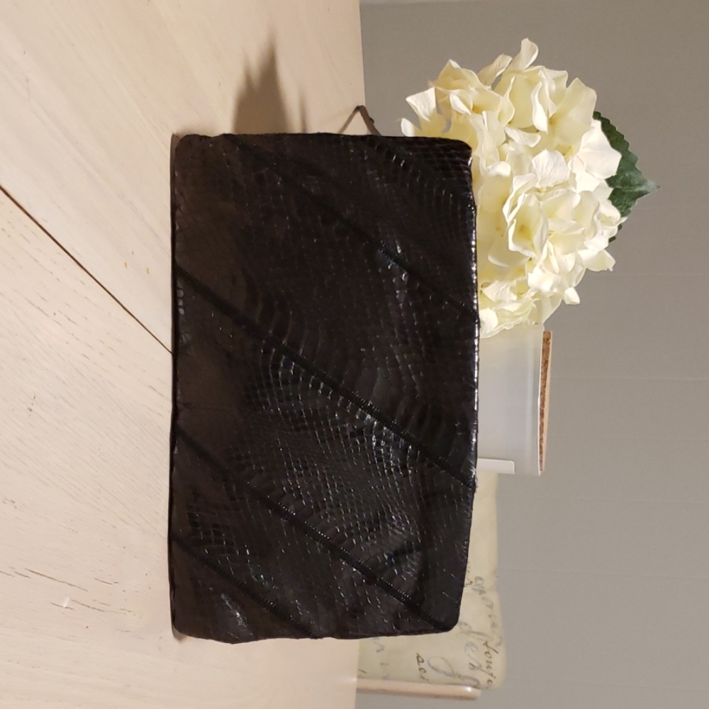 Eel skin leather clutch 80's vintage